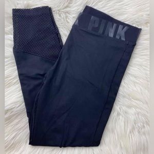 Black Victoria Secret PINK Ultimate Mesh Ankle Leggings